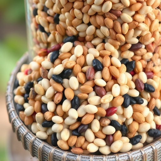 Mixed seeds without husks in feeder