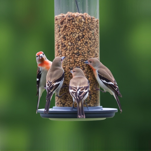 Multiple birds perched on suet feeder