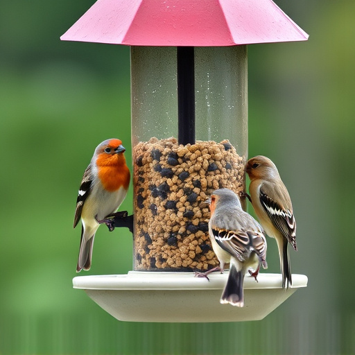Multiple birds perched on suet feeder