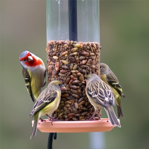Multiple birds perched on suet feeder