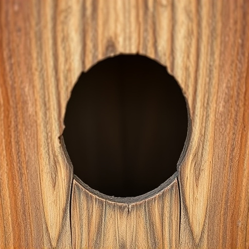 Nest box with entrance hole close-up