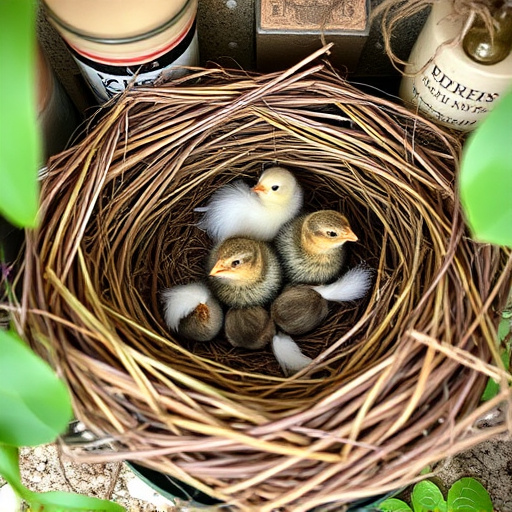 Nest with feathers but no chicks