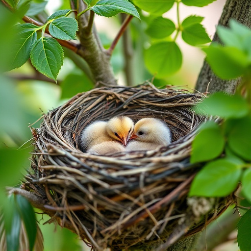 Nest with feathers but no chicks