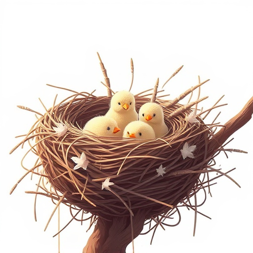 Nest with feathers but no chicks