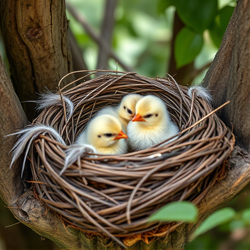 Nest with feathers but no chicks