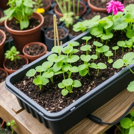 No-grow seed mix on garden tray