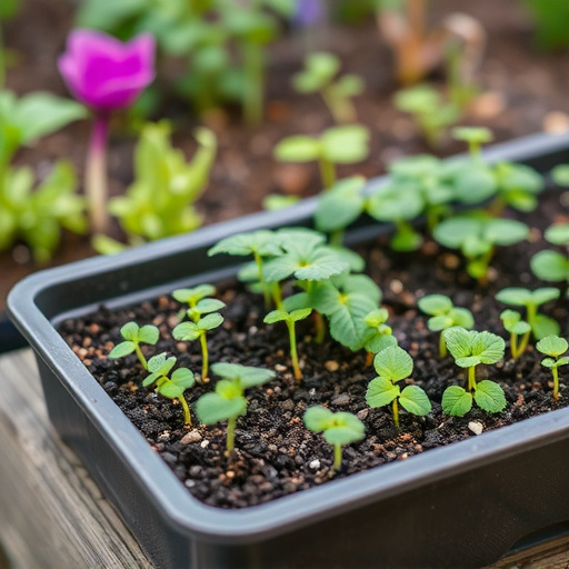 No-grow seed mix on garden tray