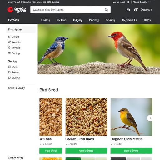 Online store page showing bird seed options