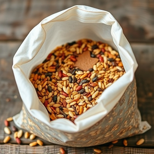 Open bag filled with bird seed mix
