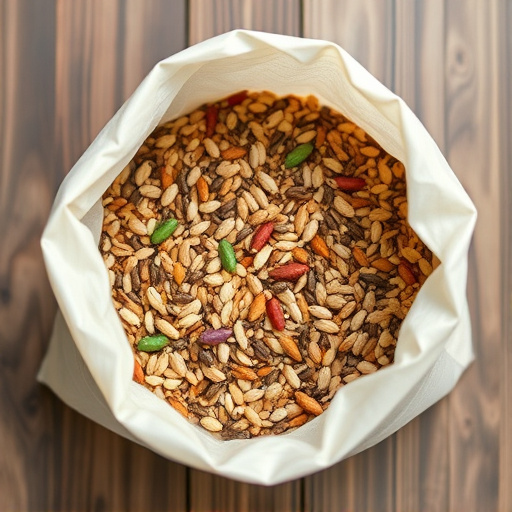 Open bag filled with bird seed mix