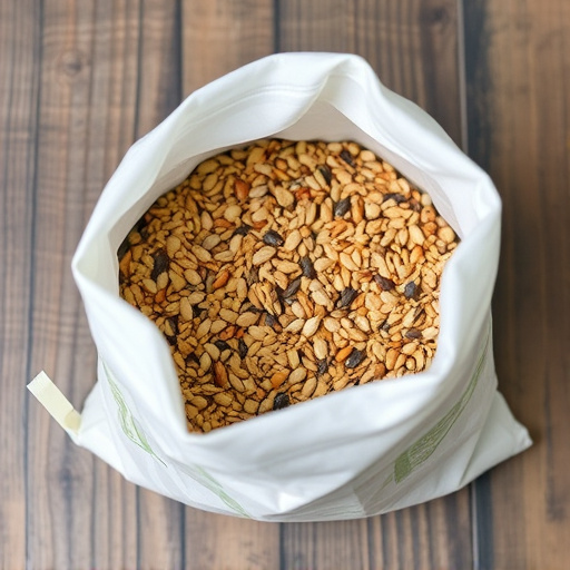 Open bag filled with bird seed mix