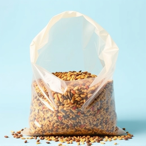 Open bag filled with bird seed mix