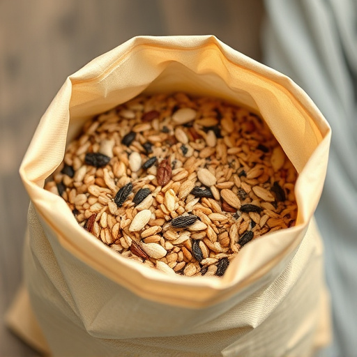 Open bag filled with bird seed mix