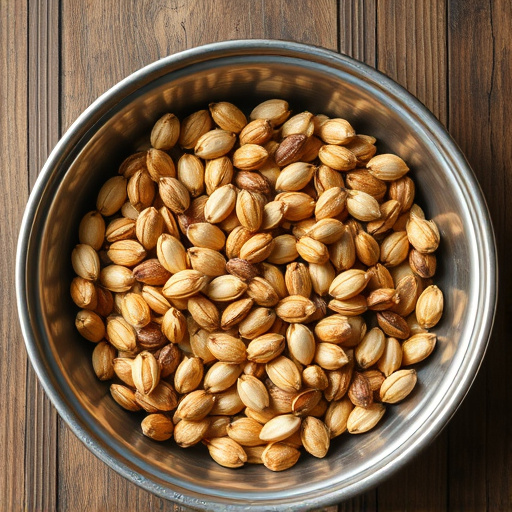 Open metal tray with sunflower seeds
