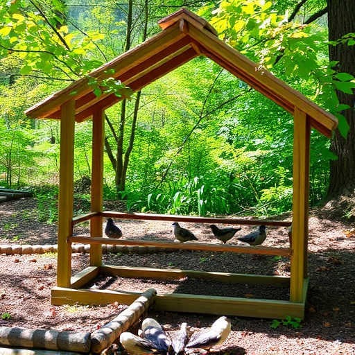 Open-sided shelter for ground feeding birds