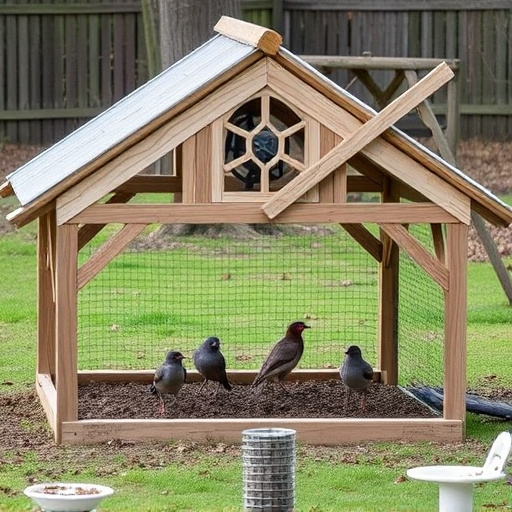 Open-sided shelter for ground feeding birds