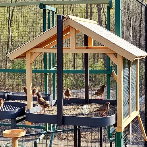 Open-sided shelter for ground feeding birds