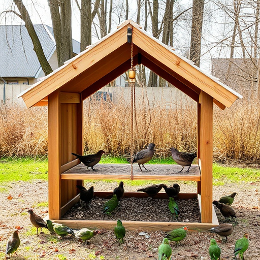 Open-sided shelter for ground feeding birds