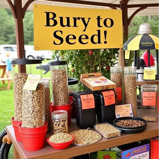 Outdoor display of bird seed deals