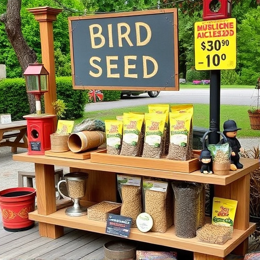 Outdoor display of bird seed deals