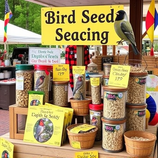 Outdoor display of bird seed deals