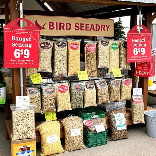 Outdoor display of bird seed deals