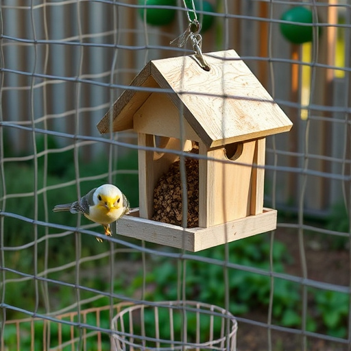 Outdoor feeder surrounded by wire barrier