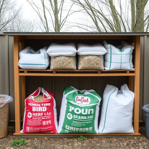 Outdoor storage of bird seed bags