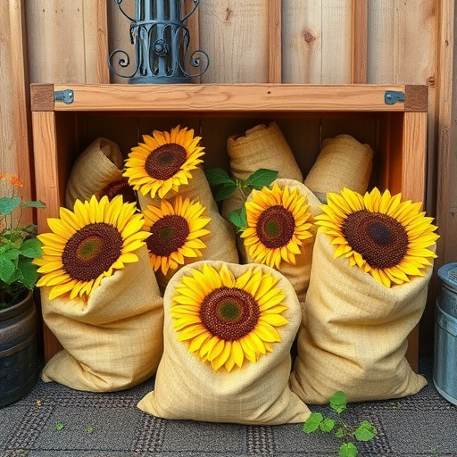 Outdoor storage of sunflower heart sacks