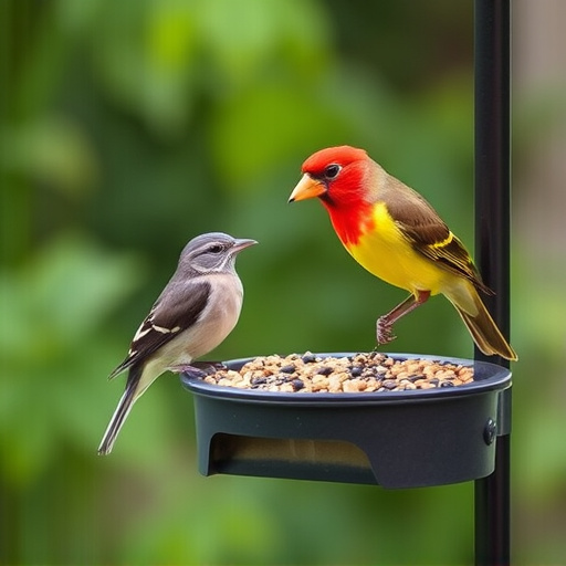 Overflow-free bird feeder with seed mix