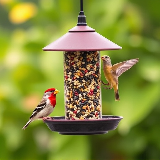 Overflow-free bird feeder with seed mix