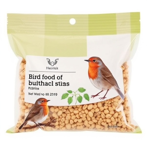Packaged bird food labelled for robins