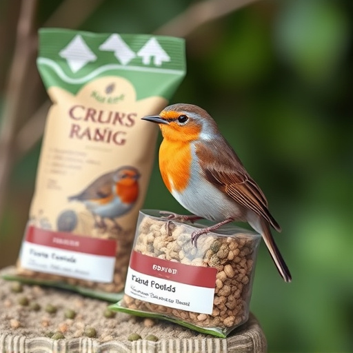 Packaged bird food labelled for robins