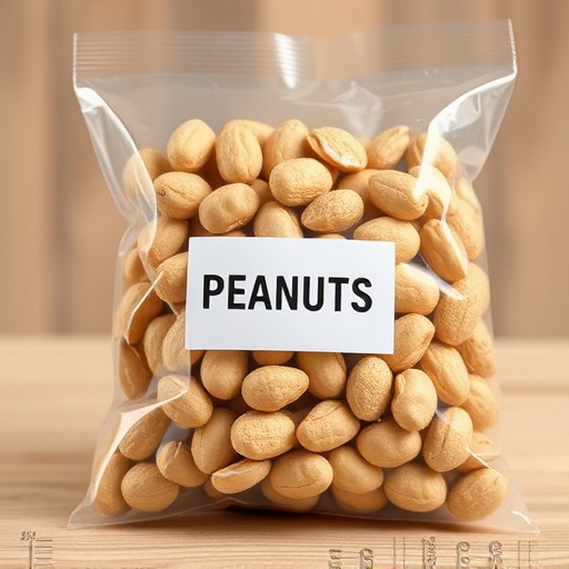 Packaged peanuts with clear label