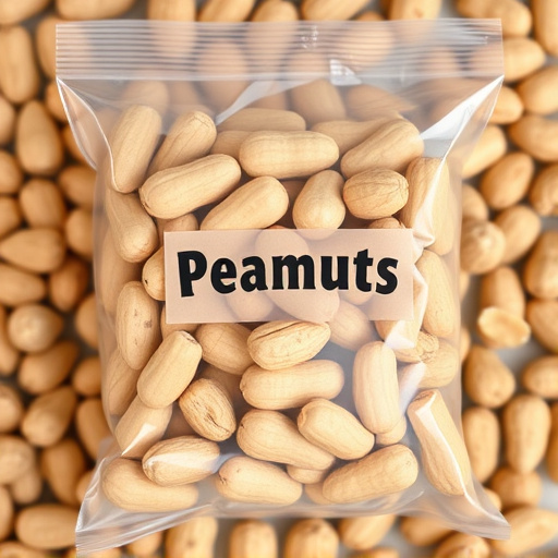 Packaged peanuts with clear label