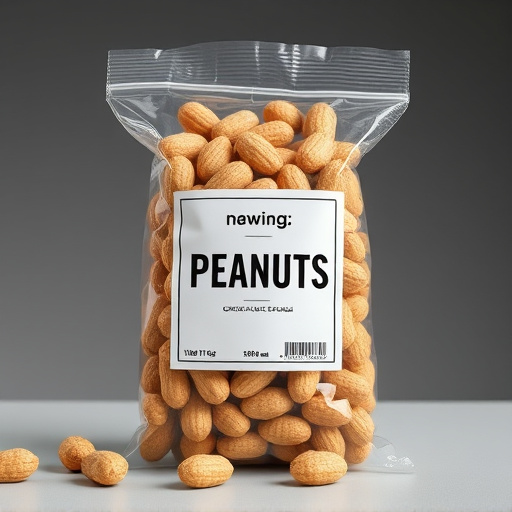 Packaged peanuts with clear label