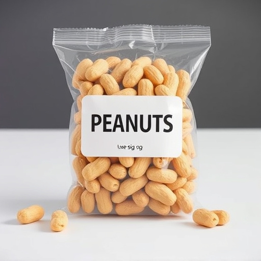Packaged peanuts with clear label