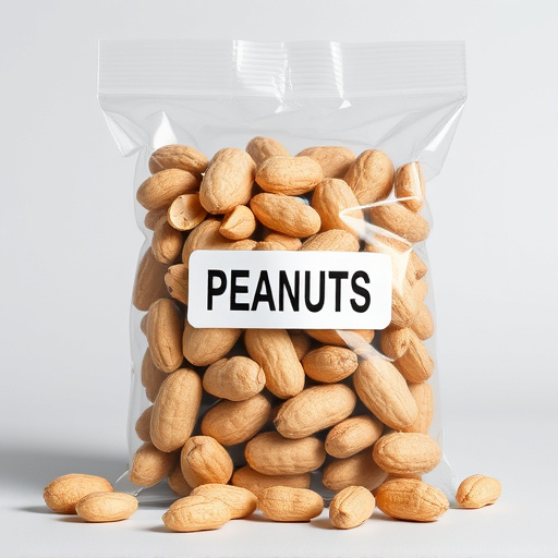 Packaged peanuts with clear label