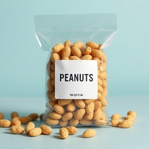 Packaged peanuts with clear label