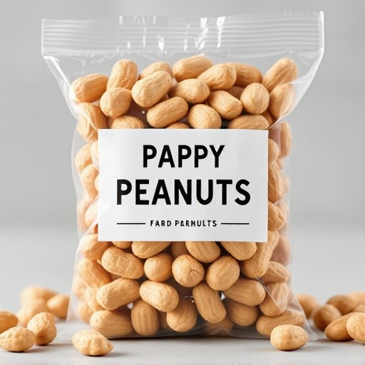 Packaged peanuts with clear label