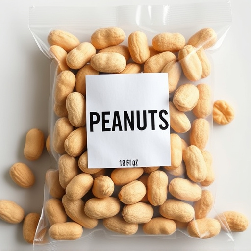 Packaged peanuts with clear label