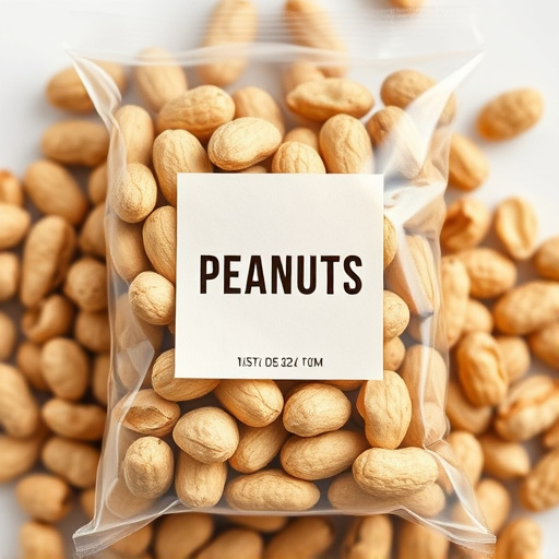Packaged peanuts with clear label