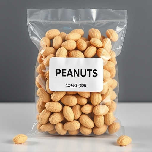 Packaged peanuts with clear label