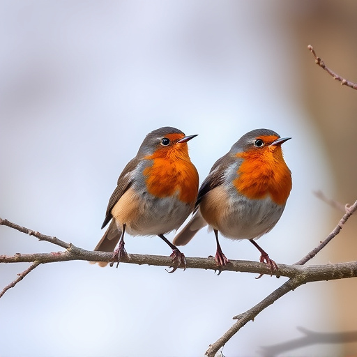 Pair of robins during breeding season