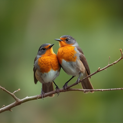 Pair of robins during breeding season
