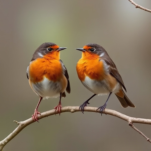 Pair of robins during breeding season
