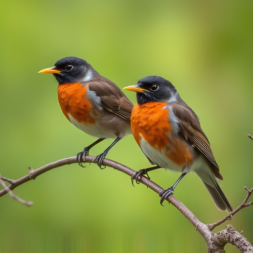 Pair of robins during breeding season