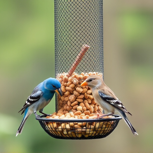 Peanuts for birds in mesh feeder