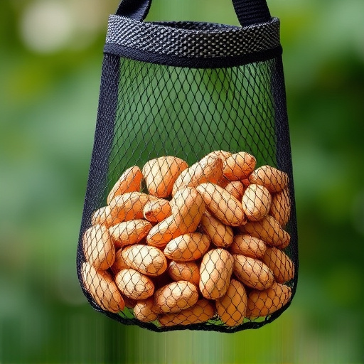 Peanuts in mesh bird feeder bag