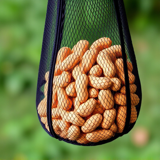 Peanuts in mesh bird feeder bag